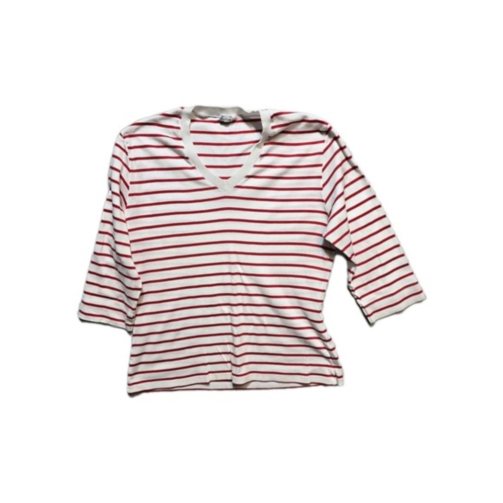 LL De Roche Made In ITALY Women's 3/4 Red White Striped Shirt XL‎